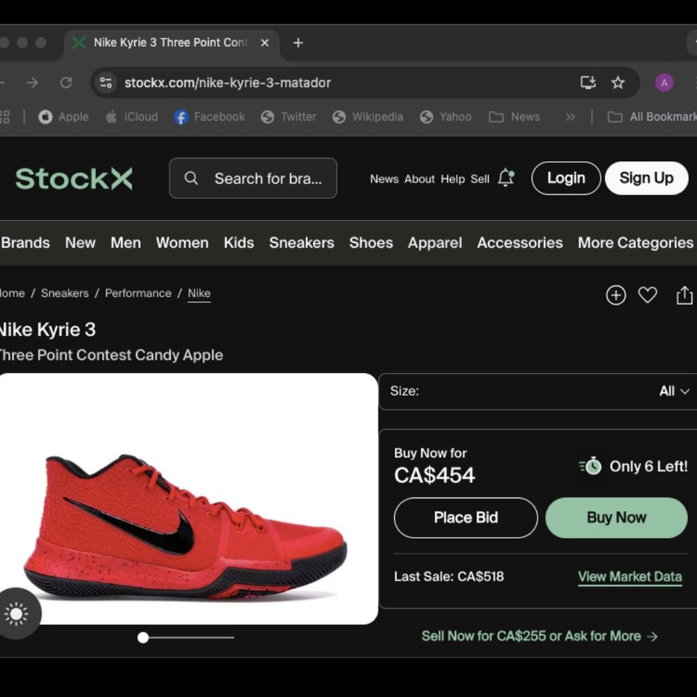 red nike kyrie candy apple shoes size 11